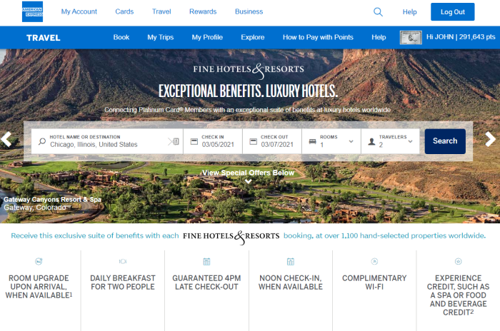 American express fine hotels and resorts benefits